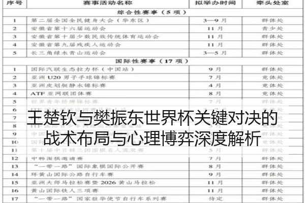 王楚钦与樊振东世界杯关键对决的战术布局与心理博弈深度解析